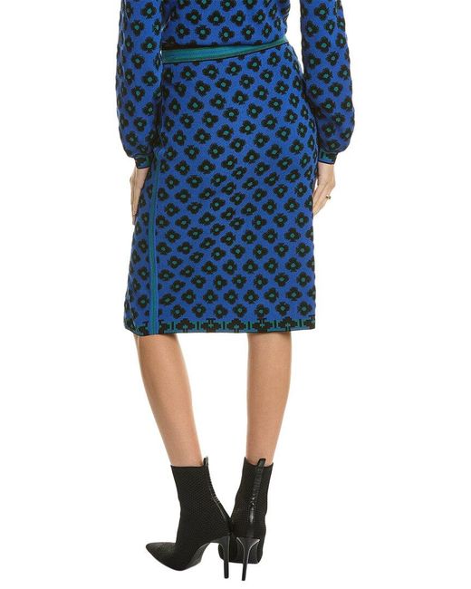 Diane von Furstenberg Blue Gusta Wool-blend Pencil Skirt