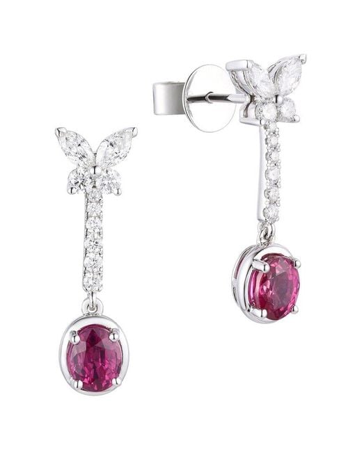 Gregg Ruth White 14K 1.74 Ct. Tw. Diamond & Ruby Butterfly Earring
