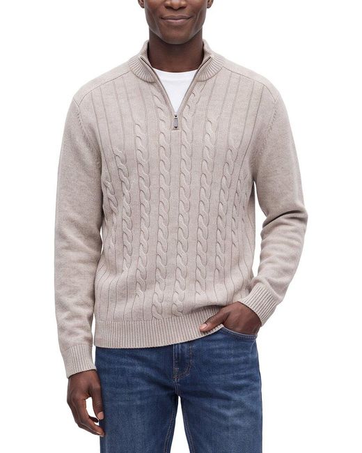 Raffi Gray Cable 1/4-zip Wool & Cashmere-blend Mock Neck Sweater for men