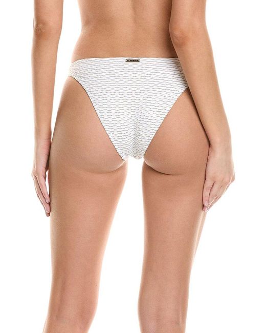 MILLY White Textured Waves Bikini Bottom