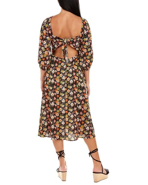 Traffic People Black Bow Down Midi Dress