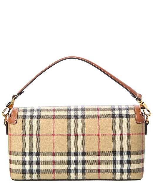 Burberry Metallic Check E-Canvas & Leather Shoulder Bag