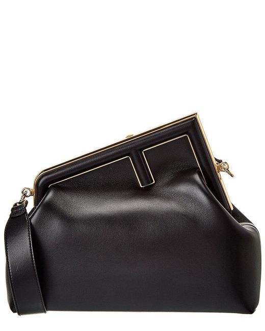 Fendi First Medium Leather Shoulder Bag in Black | Lyst UK