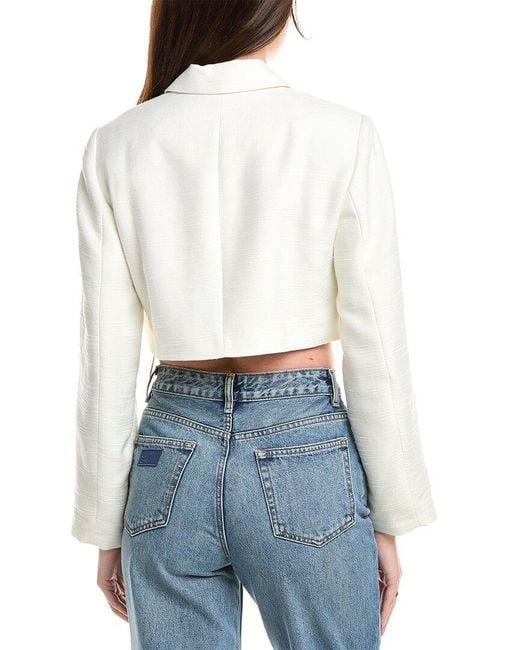 Ganni White Linen-Blend Blazer
