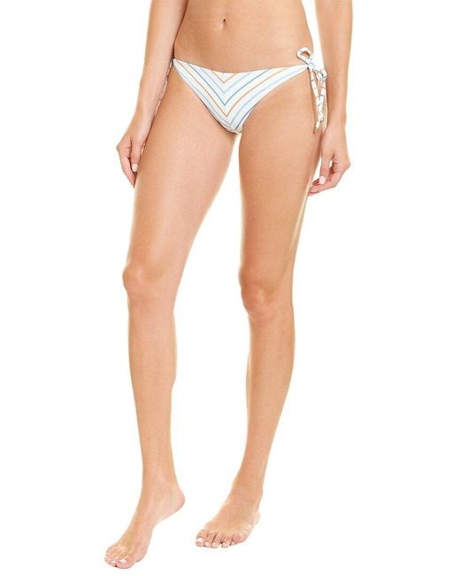 Vitamin A White Natalie Miter Stripe Tie-side Bikini Bottom