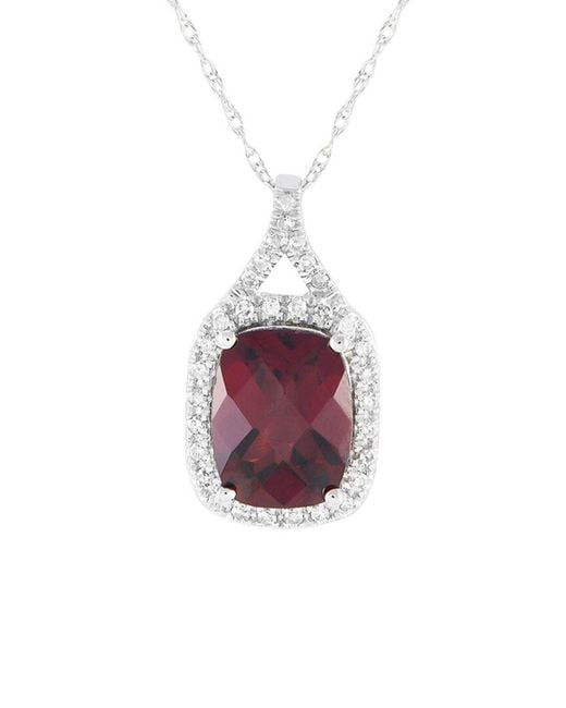 Gemstones Pink 14k 0.13 Ct. Tw. Diamond & Garnet Pendant Necklace