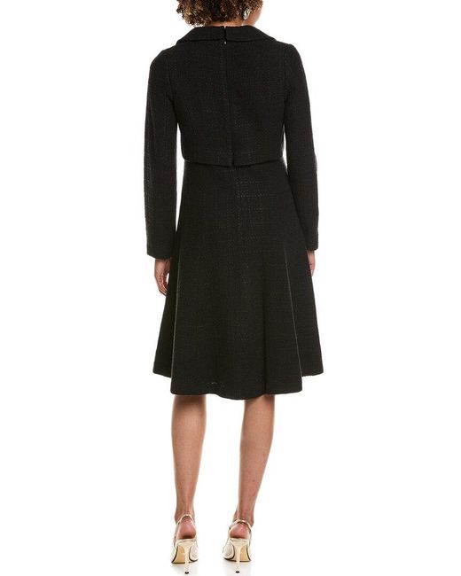 Teri Jon Black Boucle Mock Two-piece Midi Dress