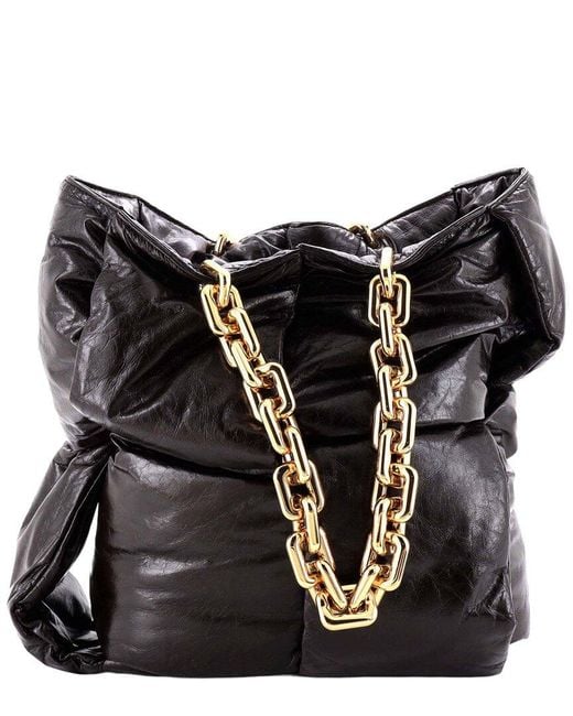 Bottega Veneta Black Puffy Chain Tote Padded Maxi Intrecciato Leather (Authentic Pre-Loved)