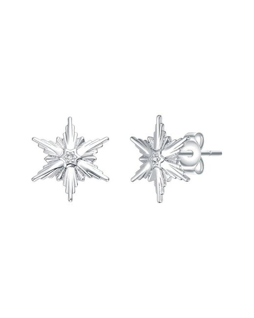 Rachel Glauber White Plated Cz Star Earrings