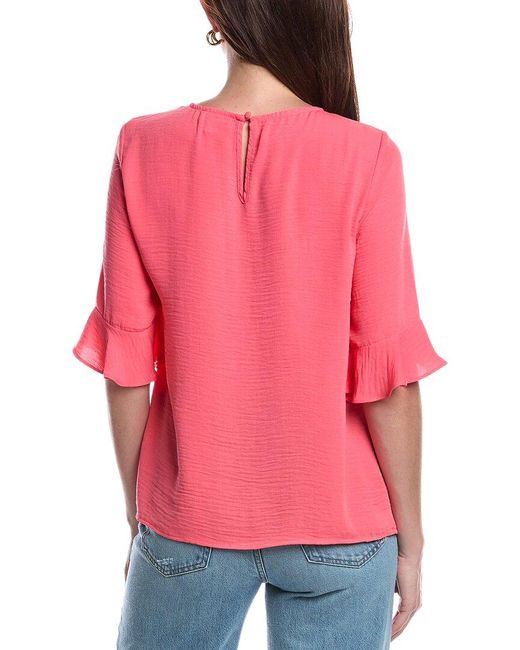 Cece Red Ruffle Cuff Blouse