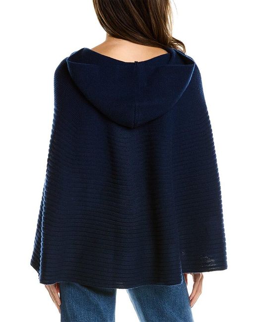 Forte Basic Circular Rib Hooded Wool & Cashmere-blend Poncho in Blue | Lyst