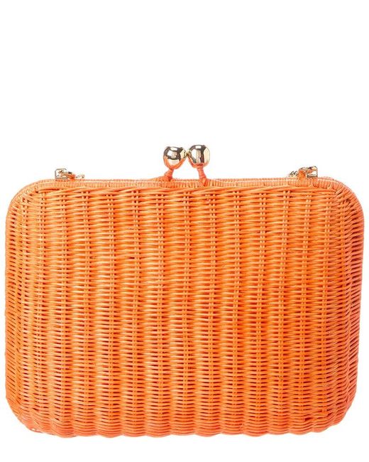 Serpui Orange Giulia Wicker Shoulder Bag