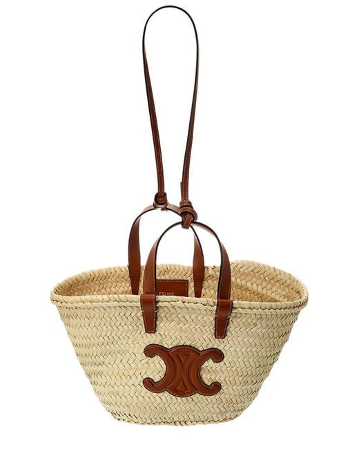 Céline Natural Teen Classic Panier Palm Leaves & Leather Tote