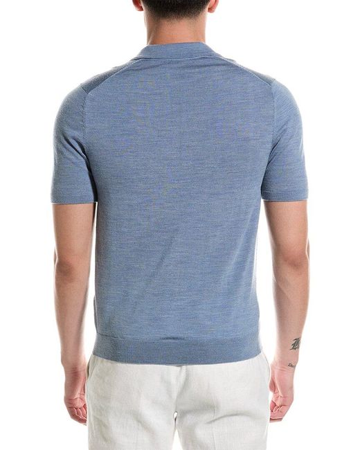 Reiss Blue Duchie Wool Polo Shirt for men