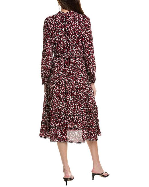 Tahari Red Midi Heart-Link Dress