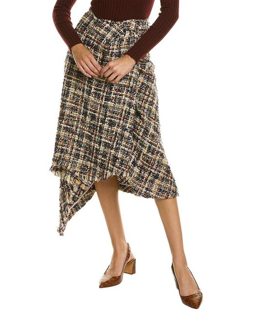 Lanvin Multicolor Asymmetrical Wool-blend Skirt
