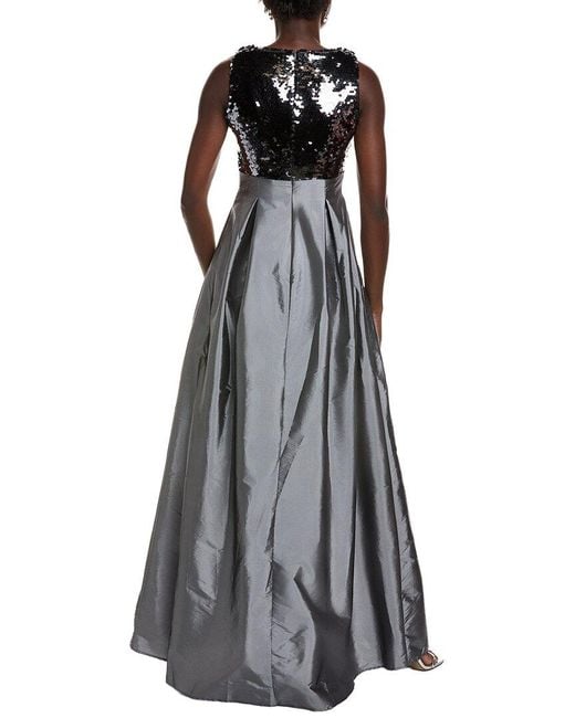 Rene Ruiz Gray Sequin Taffeta Gown