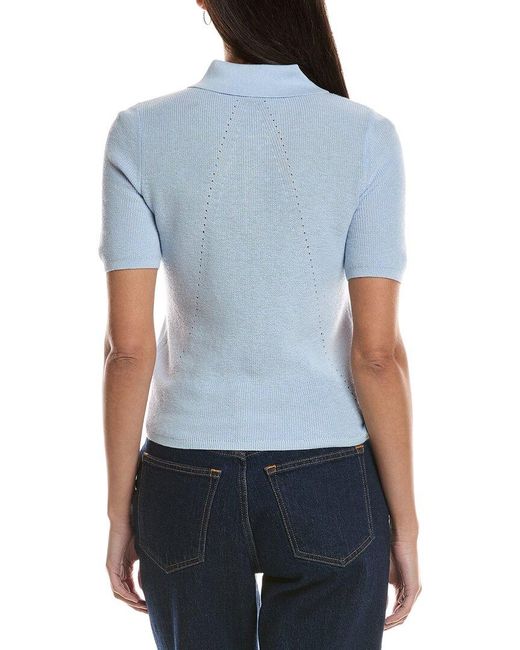 Rag & Bone Blue Darcey Cashmere-Blend Polo Sweater