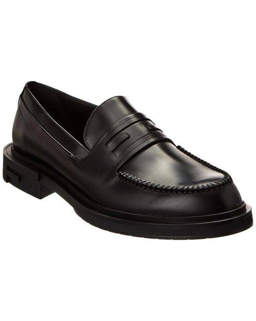 Fendi Black Frame Leather Loafer for men