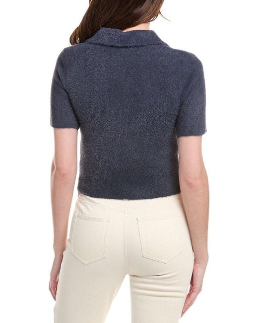 Avantlook Blue Fuzzy Eyelash 1/4-Zip Polo Sweater