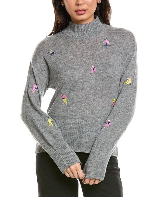 Brodie Cashmere Gray Mini Skier Wool & Cashmere-Blend Sweater