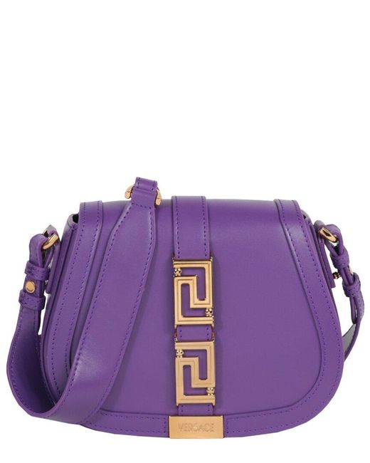 Versace Purple Greca Goddess Small Leather Shoulder Bag
