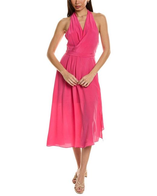 Equipment Pink Alejandra Silk Midi Dress