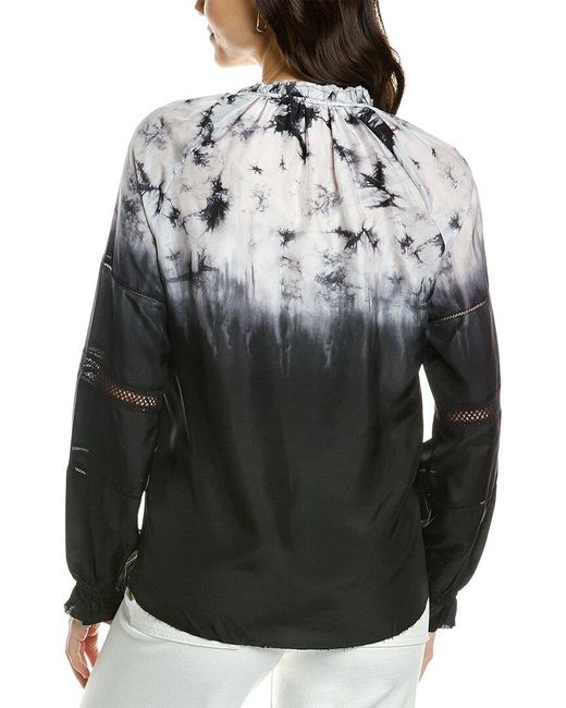 Go> By Go Silk Gray Go> By Gosilk Attention To Detail Silk Peasant Top