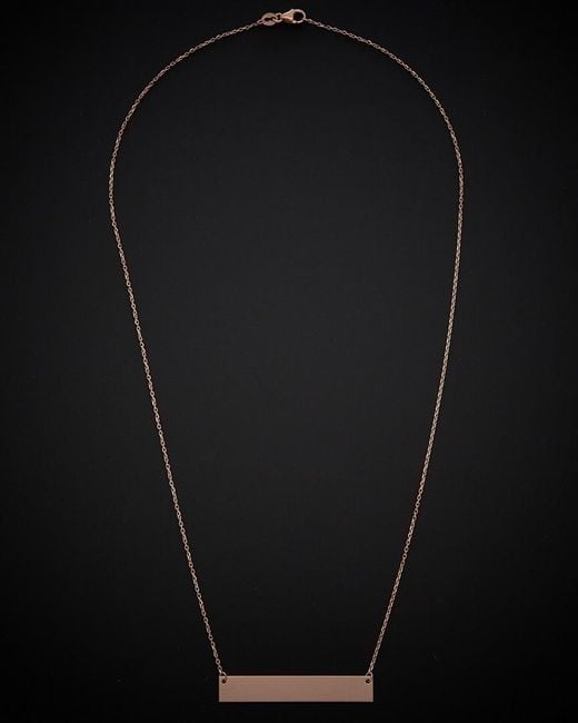 Italian Gold Black 14k Italian Rose Gold Bar Necklace
