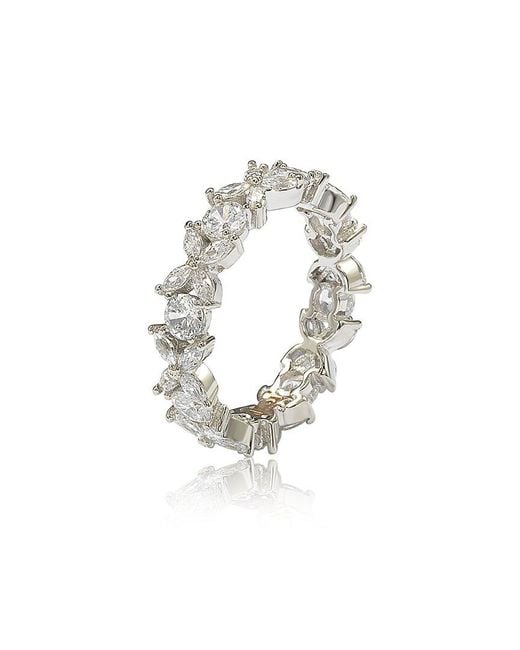 Suzy Levian White Silver Cz Eternity Ring