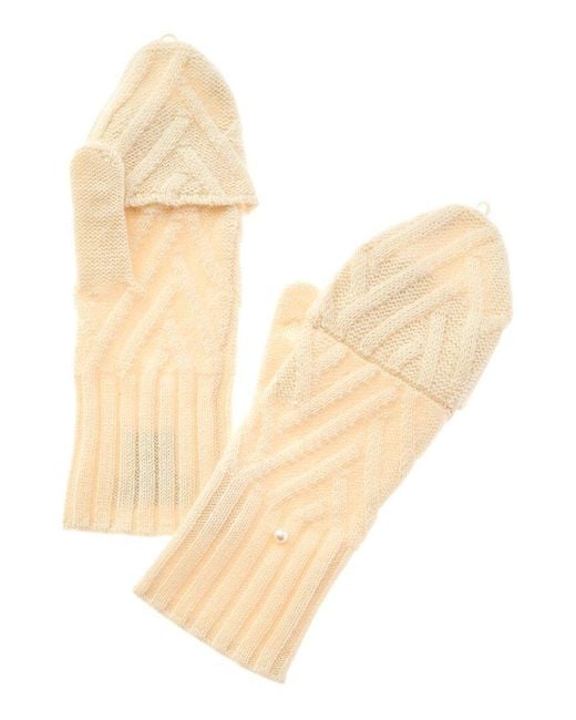 Hannah Rose Natural Delaney Zig Zag Flip Top Cashmere Gloves