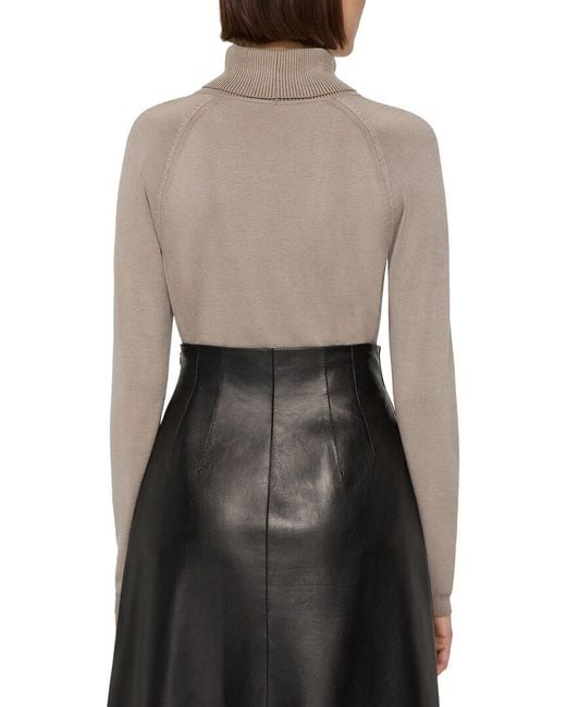 Lafayette 148 New York Gray Raglan Sleeve Turtleneck Sweater
