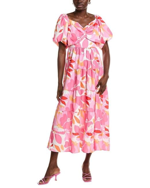 IPPONELLI Pink Tiered Midi Dress