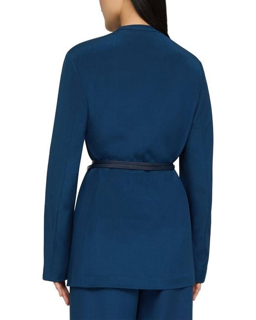 Lafayette 148 New York Blue Plus Silk-Blend Cardigan Jacket