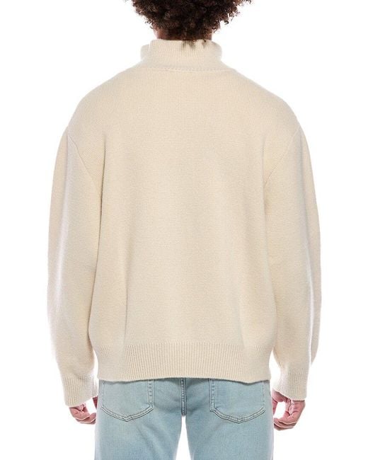 PANGAIA Natural Full Zip Cashmere & Wool-blend Mock Neck Sweater for men