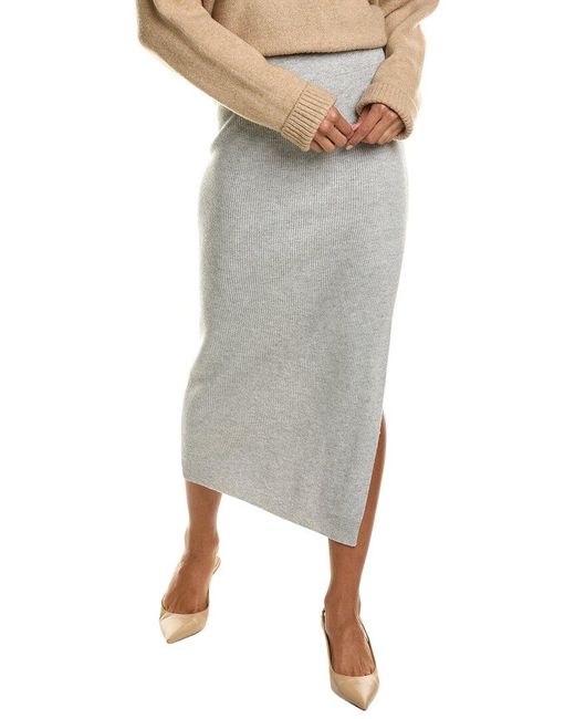 Brunello Cucinelli Gray Wool, Cashmere, & Silk-Blend Skirt
