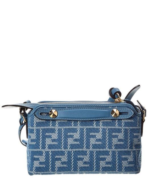 Fendi Blue By The Way Mini Ff Jacquard & Leather Satchel