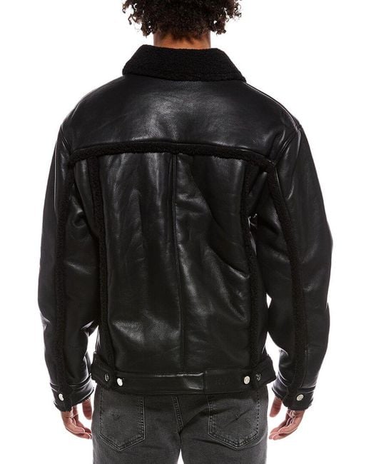 RTA Black Danny Leather Jacket for men