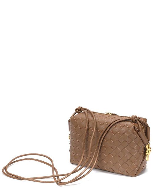 Tiffany & Fred Paris Brown Large Hand-Woven Leather Crossbody