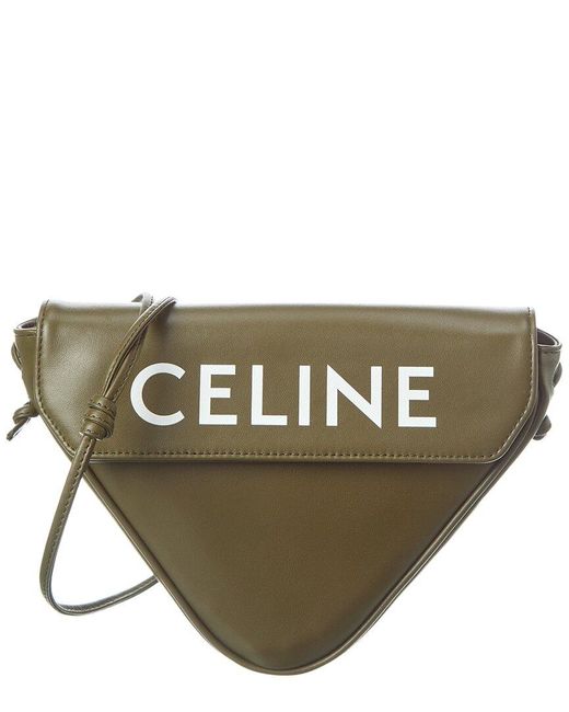 Céline Green Triangle Leather Shoulder Bag