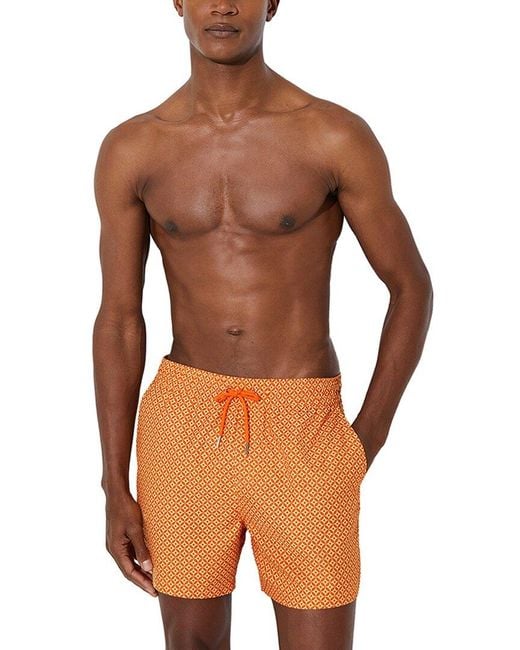 Reiss Orange Orient Drawstring Geo Print Swim Trunk for men