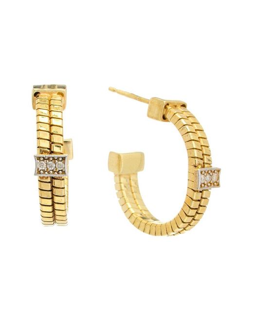 Meshmerise Metallic 18k Over Silver 0.03 Ct. Tw. Diamond Earrings