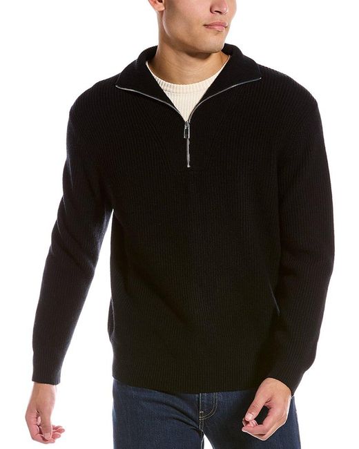 Theory Black Grover Wool & Cashmere-blend Funnel Neck Sweater for men