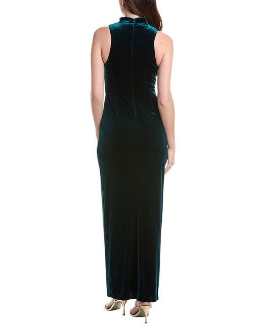 Aidan Mattox Green Stretch Velvet V-Neck Gown