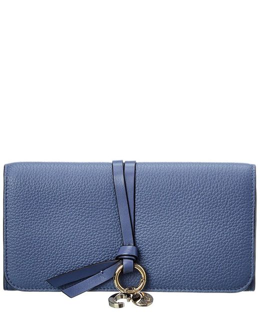 Chloé Alphabet Leather Continental Wallet in Blue | Lyst