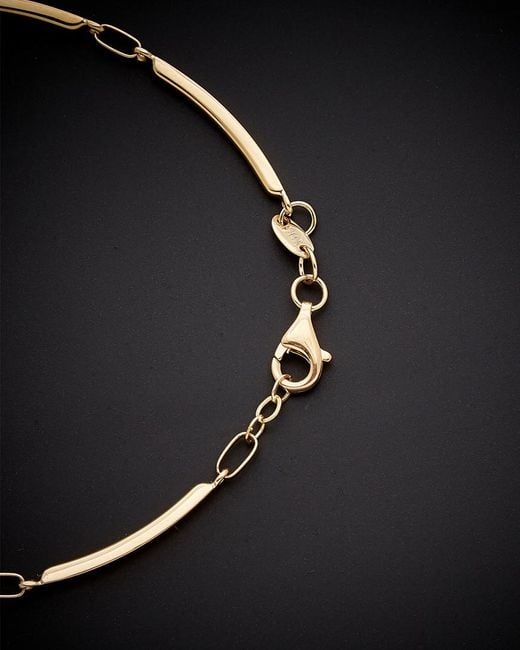 Italian Gold Black 14k Curved Bar Link Bracelet