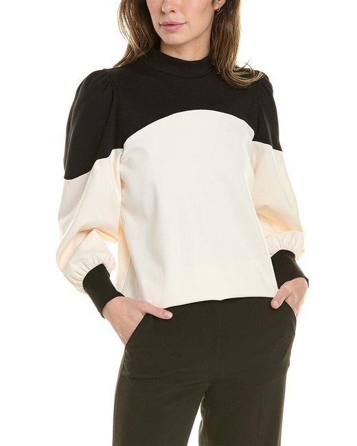 Anne Klein White Colorblocked Pullover