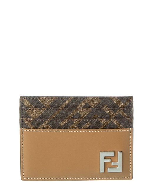 Fendi Natural Ff Squared Leather Card Holder for men