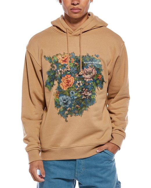 Scotch & Soda Gray Relaxed Fit Fleece Graphic Hoodie for men
