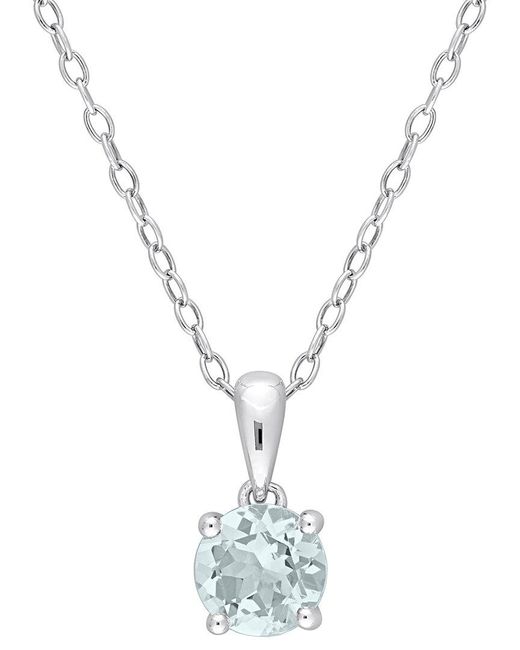 Rina Limor Metallic Silver 0.70 Ct. Tw. Aquamarine Heart Necklace